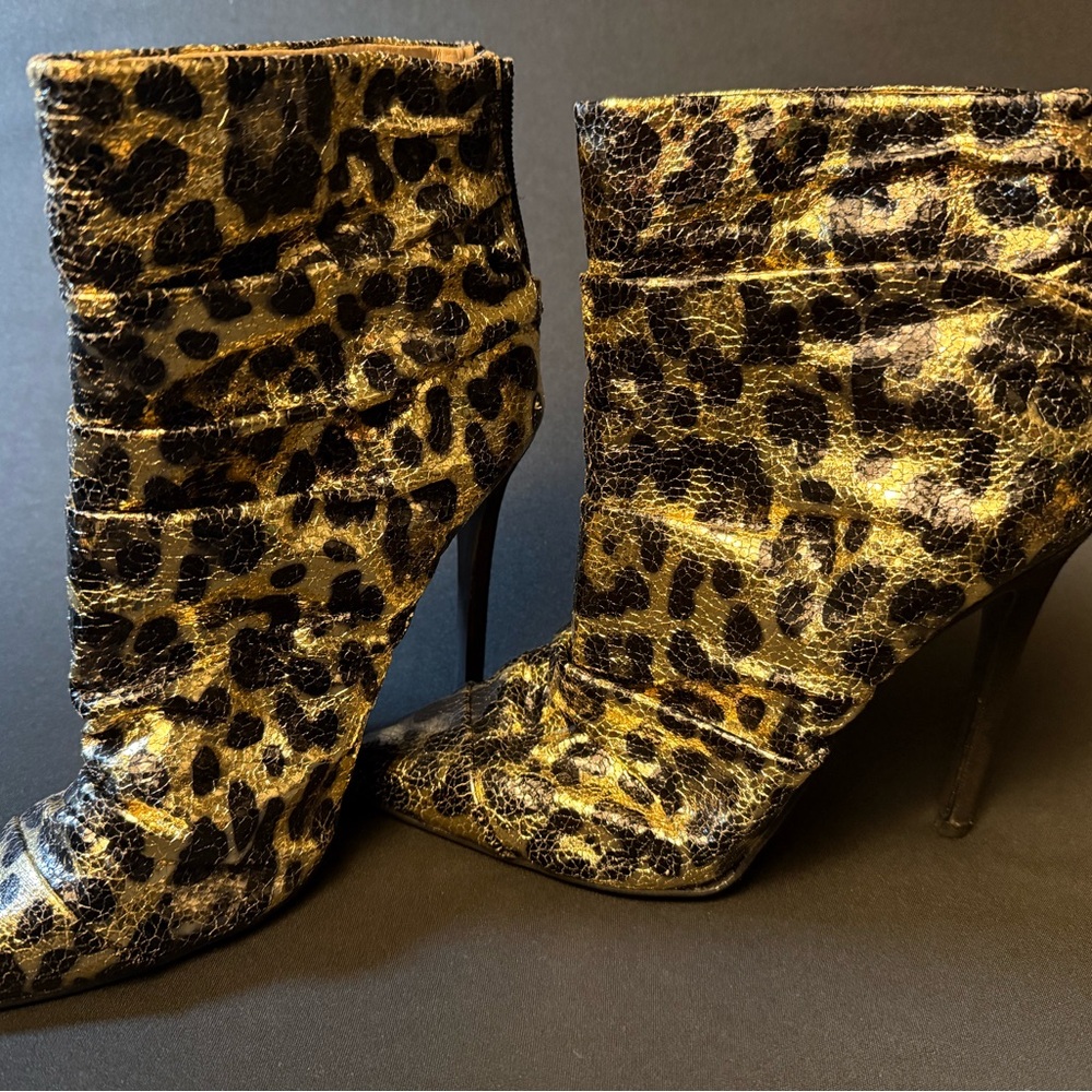 Leopard Print Stiletto Ankle Boots